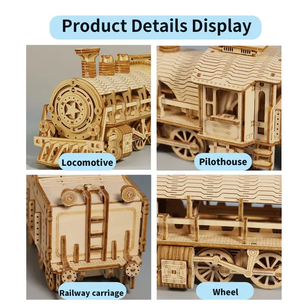 3D Wooden Puzzle Mechanical Train Model Kits Brain Teaser Puzzles Vehicle Building Kits Unique Gift On Birthday Christmas Day 2