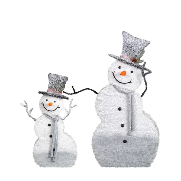 Set Of 2 Lighted Snowman With Top Hat Christmas Decorations, Pre-lit 2D Holiday Decor With 80 Warm White LED Lights For Xmas Outdoor Indoor Decor Lighted Holiday Displays — foto 3