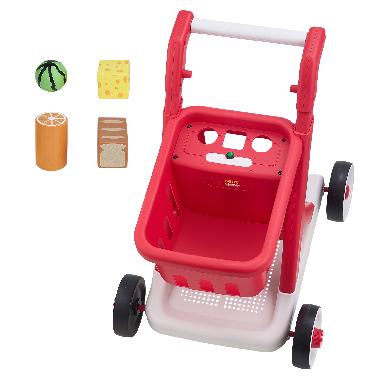 Scan & Sort Kids Shopping Cart, For Kids 2+, Toy Shopping Cart With Pretend Food, Lights & Sound, Pretend Play Grocery Store Toy Trolley, Adjustable Height Baby Push Walker, For Toddlers Ages 2+