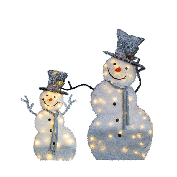 Set Of 2 Lighted Snowman With Top Hat Christmas Decorations, Pre-lit 2D Holiday Decor With 80 Warm White LED Lights For Xmas Outdoor Indoor Decor Lighted Holiday Displays — foto 2