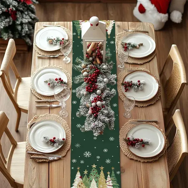 Christmas Table Runner 13x72 Inch, Xmas Trees