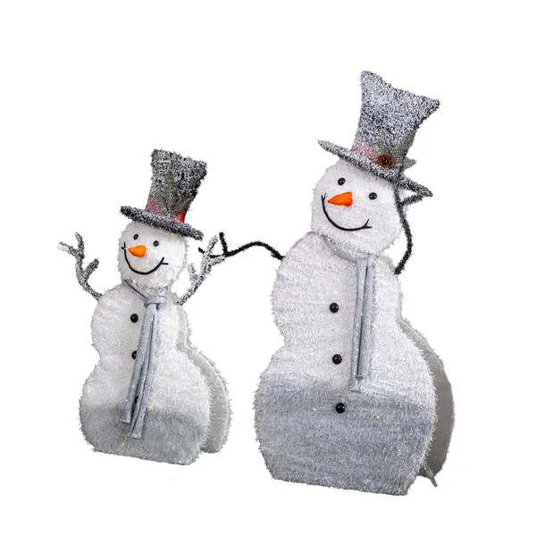 Set Of 2 Lighted Snowman With Top Hat Christmas Decorations, Pre-lit 2D Holiday Decor With 80 Warm White LED Lights For Xmas Outdoor Indoor Decor Lighted Holiday Displays — foto 4