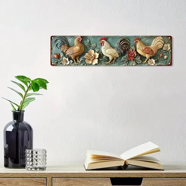 CIFbuy Vintage Rooster Metal Wall Sculpture Home Bar Cafe Decor Perfect Halloween Christmas Gift 4x16 Inches (TikTok, Temu Pick-up Service) — foto 3