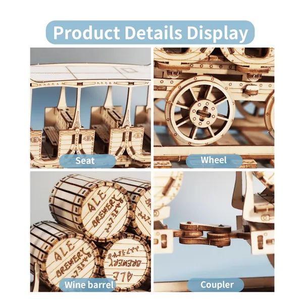 3D Wooden Puzzles Wine Truck Model Kits Brainteaser And Puzzle For Christmas Birthday Gifts 4
