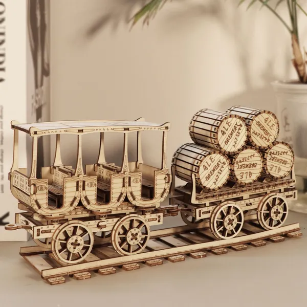 3D Wooden Puzzles Wine Truck Model Kits Brainteaser And Puzzle For Christmas Birthday Gifts 3