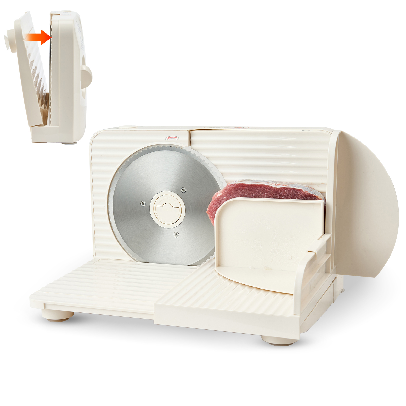 Meat Slicer, 6.7" Foldable Electric Cutter With Dual Security Lock, 0-0.59" Adjustable Thickness, Easy To Clean, 180W Home Food-Slicer For Frozen Meat, Ham, Baguett, Steak