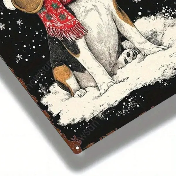CIFbuy Vintage Metal Sign 2D Flat Christmas Beagle Snow Scene Wall Decor,8X12 Inch Retro Art Plaque Ornament,Home Office Indoor Outdoor TikTok, TikTok, Door Self-pickup Logiopics