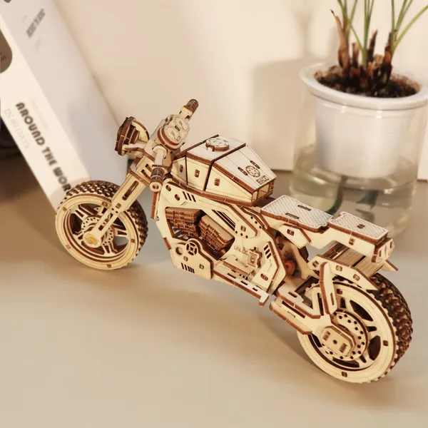 3D Wooden Puzzle Motorcycle Model Kits To Build Wooden Construction Handmade Craft Unique Gift Christmas 4