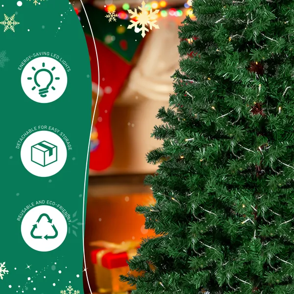 6 FT Santa Hat Style Pre-lit Christmas Tree, Hinged Artificial Xmas Tree Pine Tree With 250 Warm White Lights, 839 Branch Tips For Holiday Party Store Office Home, Green & White — foto 2
