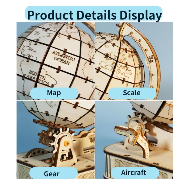 3D Wooden Puzzle Globe. Model Kits DIY Crafts Handmade Christmas Gifts