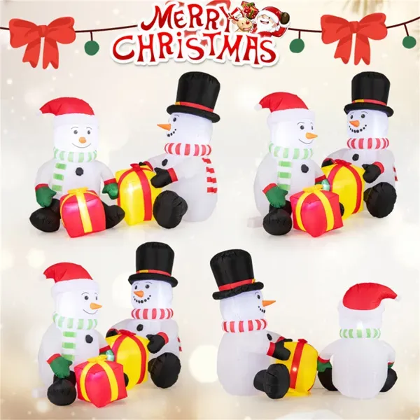 5 Feet Snowman Christmas Inflatables With Gift Boxes