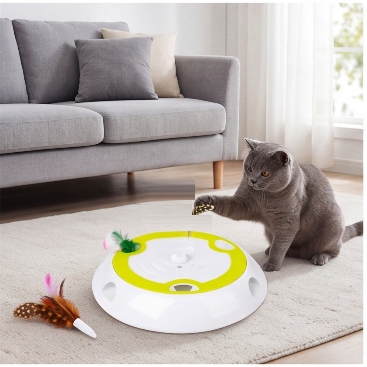 Interactive Cat Toy, 1 Toy With 2 Replacement Parts—Party Accessory Set