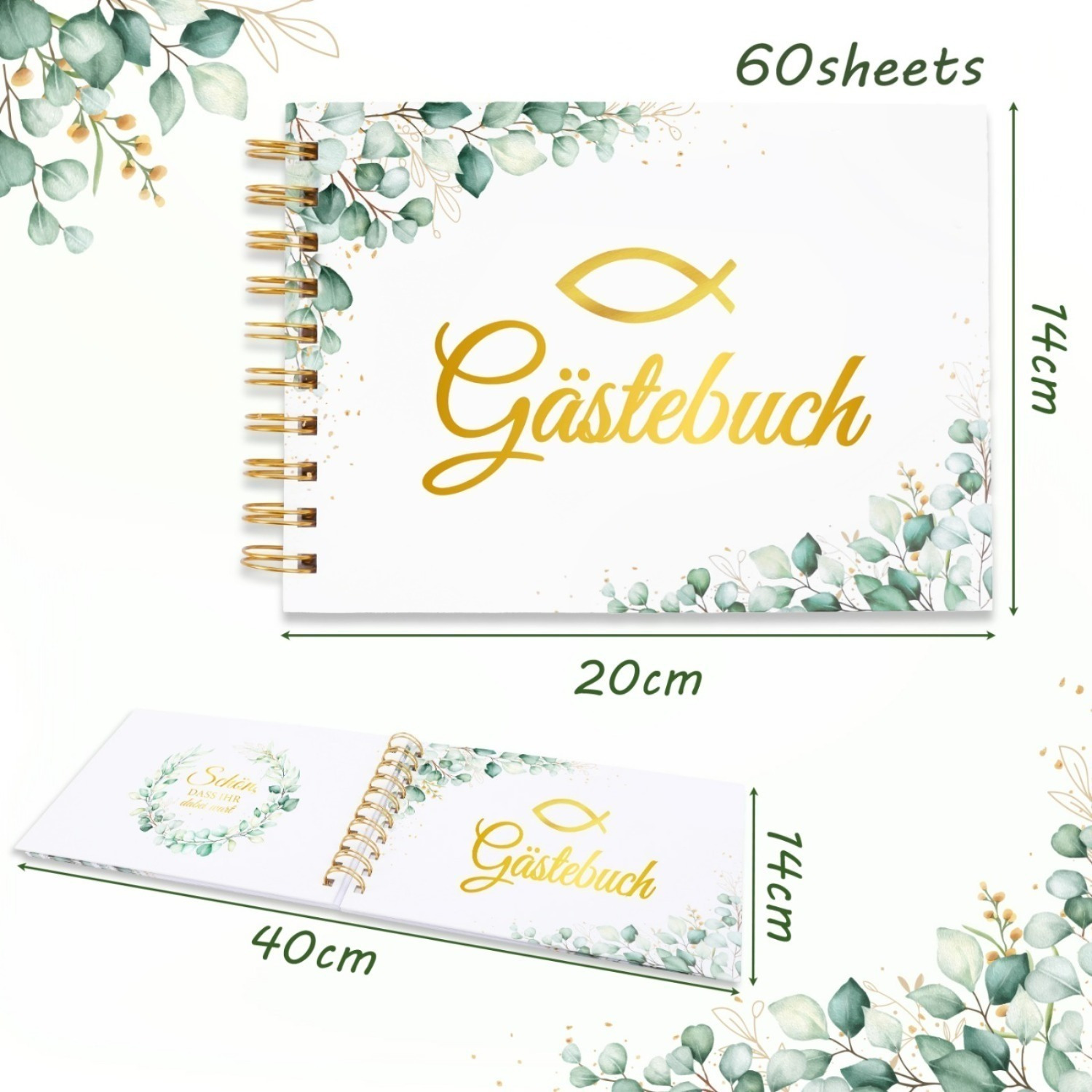 Gästebuch für Erinnerungen – Elegantes Buch für Notizen und Einträge – Party-Zubehör-Set - Thumbnail 2