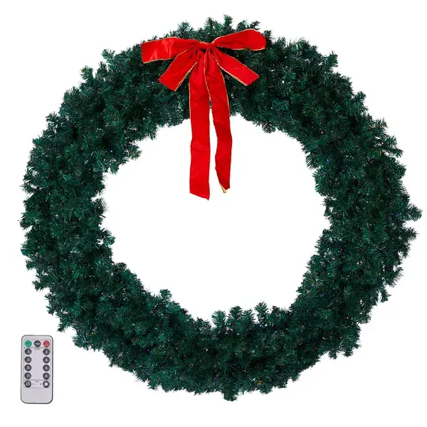 60in Pre-lit Christmas Wreath, Lighted Artificial Xmas