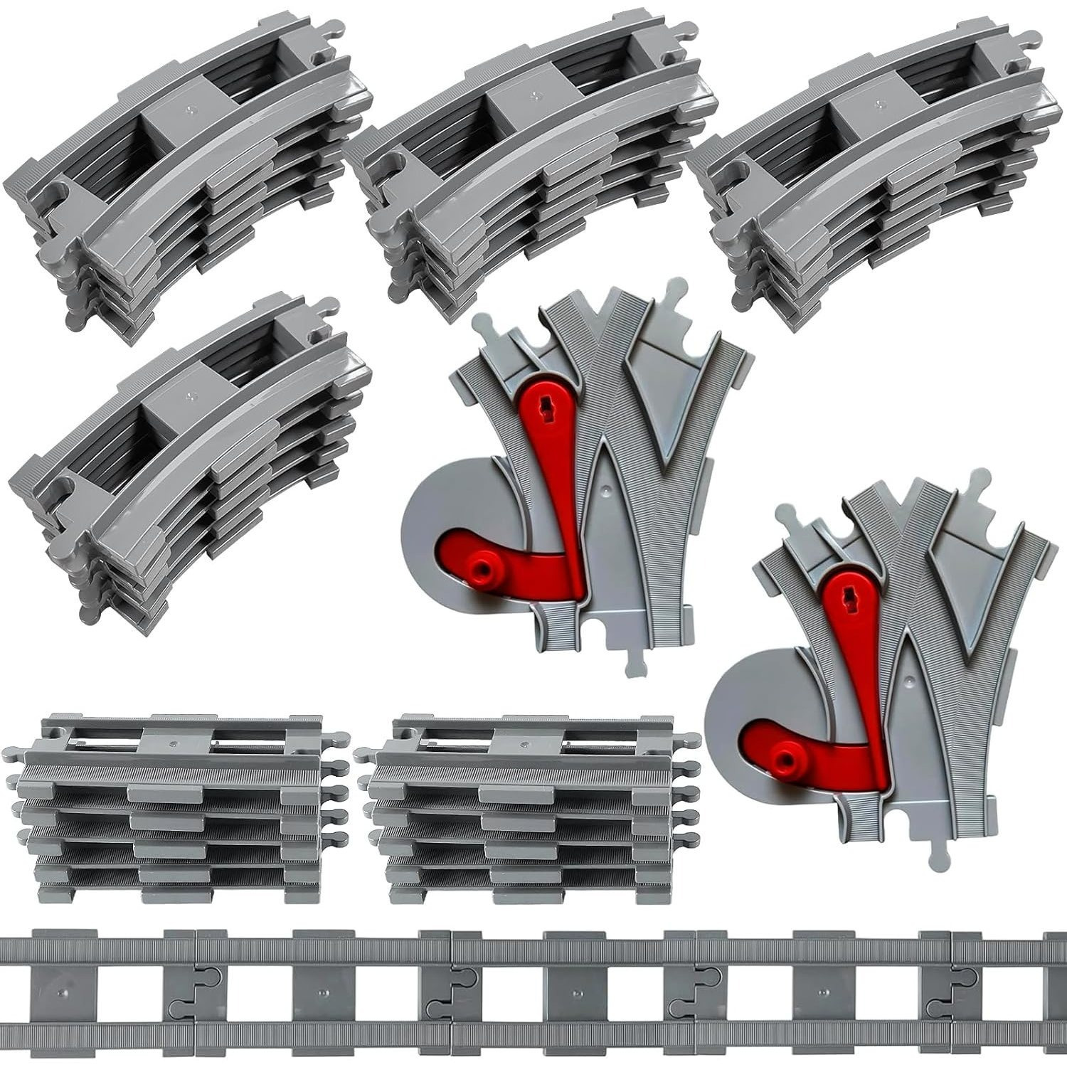 Building Block Train Track Set—32-Piece City Train Tracks, City Expansion Set—Tracks Compatible With The Market Leader, Railway Rails Kids' Toy