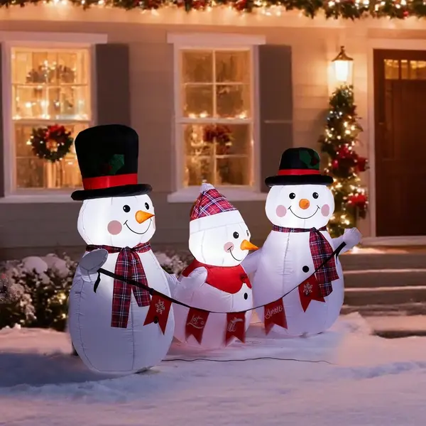 6.2FT Lighted Christmas Inflatable Decoration, Snowman Family