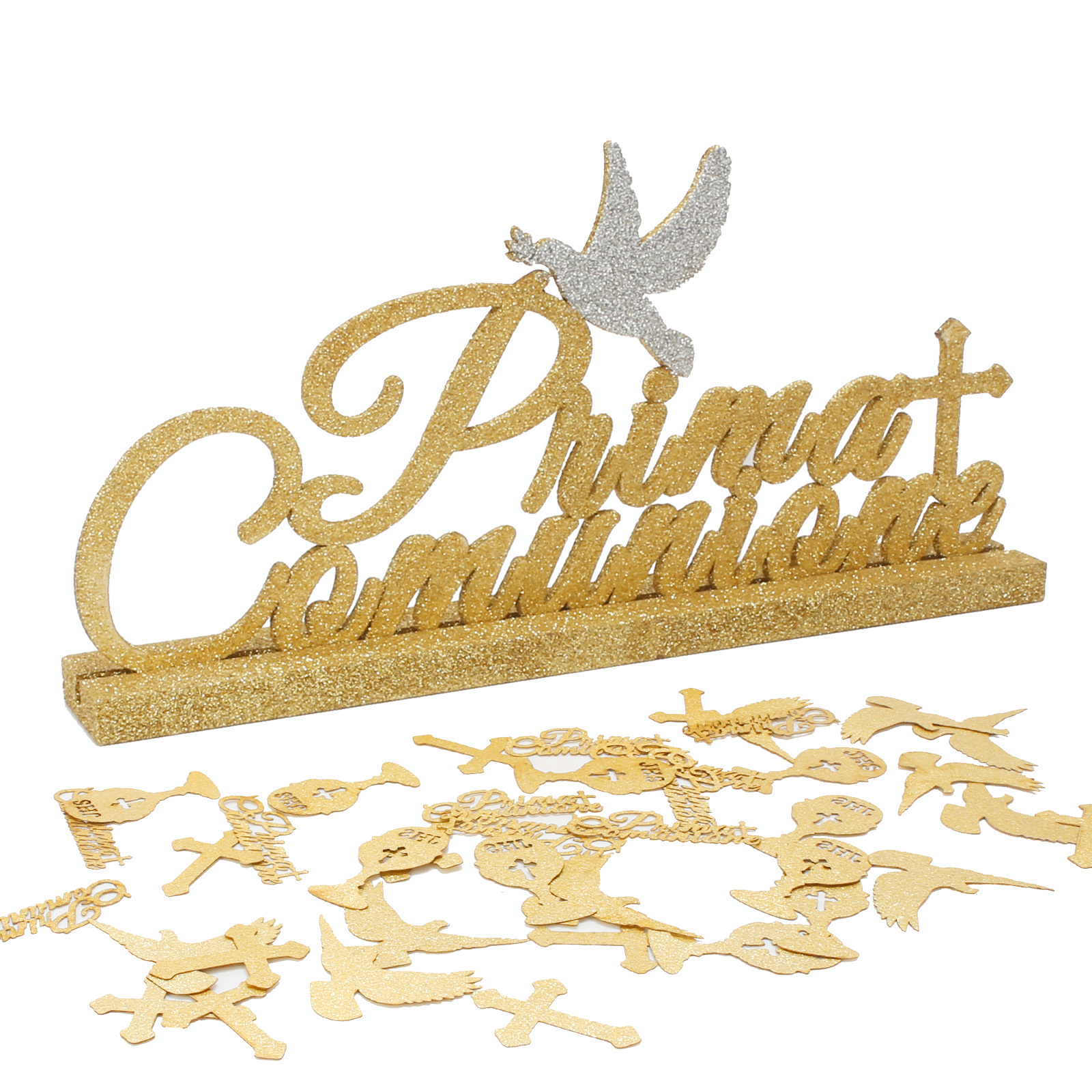First Communion Decoration Set (IT) – Versatile Set Made Of Paper And Wood For Festive Table Settings – Party Accessory Set