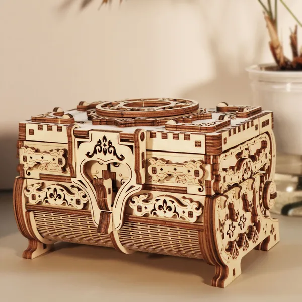 3D Wooden Puzzle Model Kits Antique Jewel Box DIY Home Decoration Model Birthday Or Christmas Gifts