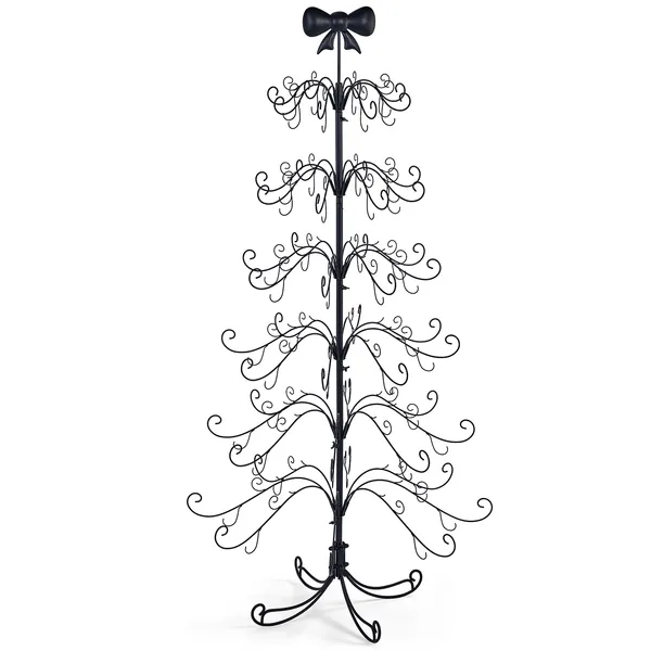 6ft Black PVC Metal Artificial Christmas Tree With Bow Topper, No Extra Ornaments, Daily Decor Tree — foto 5