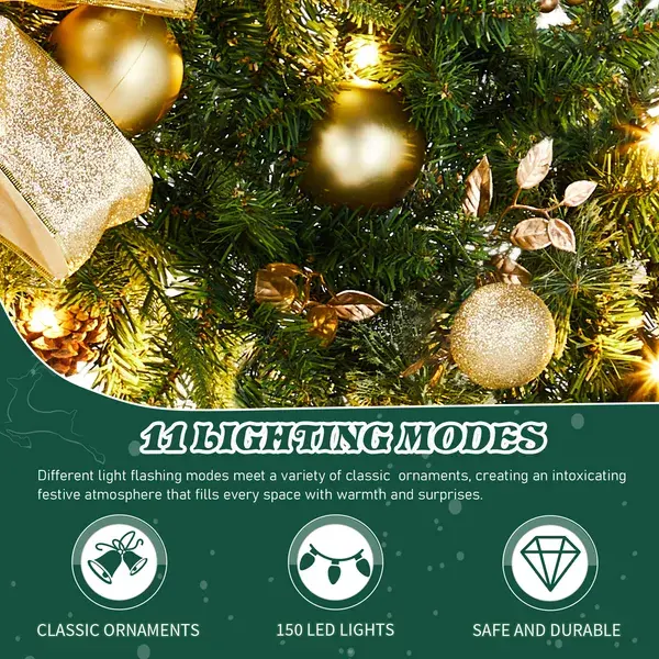 60in Pre-lit Christmas Wreath, Lighted Artificial Xmas