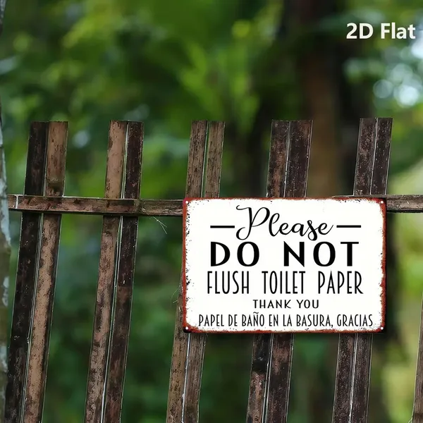 CIFbuy Vintage Bilingual Do Not Flush Toilet Paper Metal Sign English Spanish Bathroom Plaque Christmas Decor (TikTok, Temu Pick-up Service) — foto 4