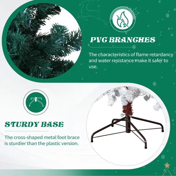 6 FT Santa Hat Style Pre-lit Christmas Tree, Hinged Artificial Xmas Tree Pine Tree With 250 Warm White Lights, 839 Branch Tips For Holiday Party Store Office Home, Green & White — foto 4