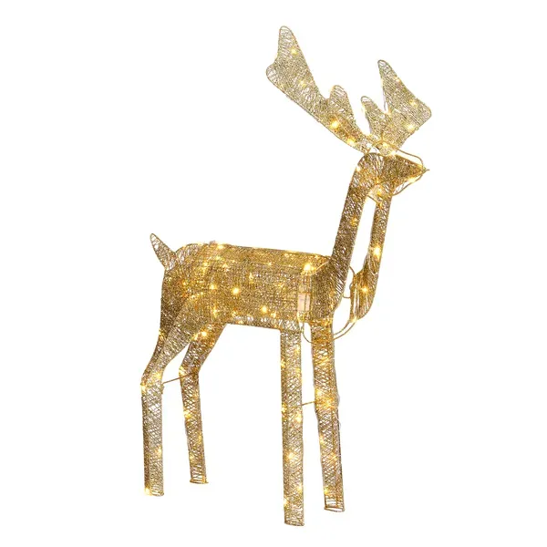 3.6FT Motorized Reindeer With Shaking Head, Outdoor Christmas Decorations With Motor & 120 Warm White LED Lights, For Xmas Outdoor Holiday Indoor Decor Lighted Holiday Displays