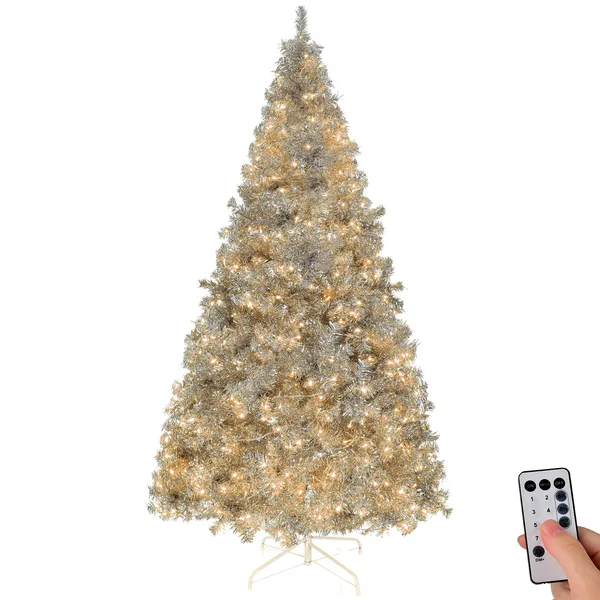 6 FT Pre-lit Artificial Christmas Tree, Hinged Xmas Pine Tree With 900 Branch Tips, 300 Lights And Remote… image 3