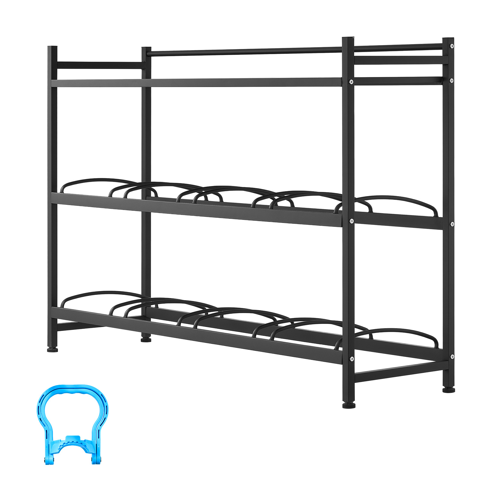 Water Jug Holder, 3 Tiers 4 Rows 3 And 5 Gallon Water Bottle Holder For 8 Bottles, Heavy Duty Jug Rack Organizer With Storage Shelf, Angled Design, For Kitchen, Office, Living Room