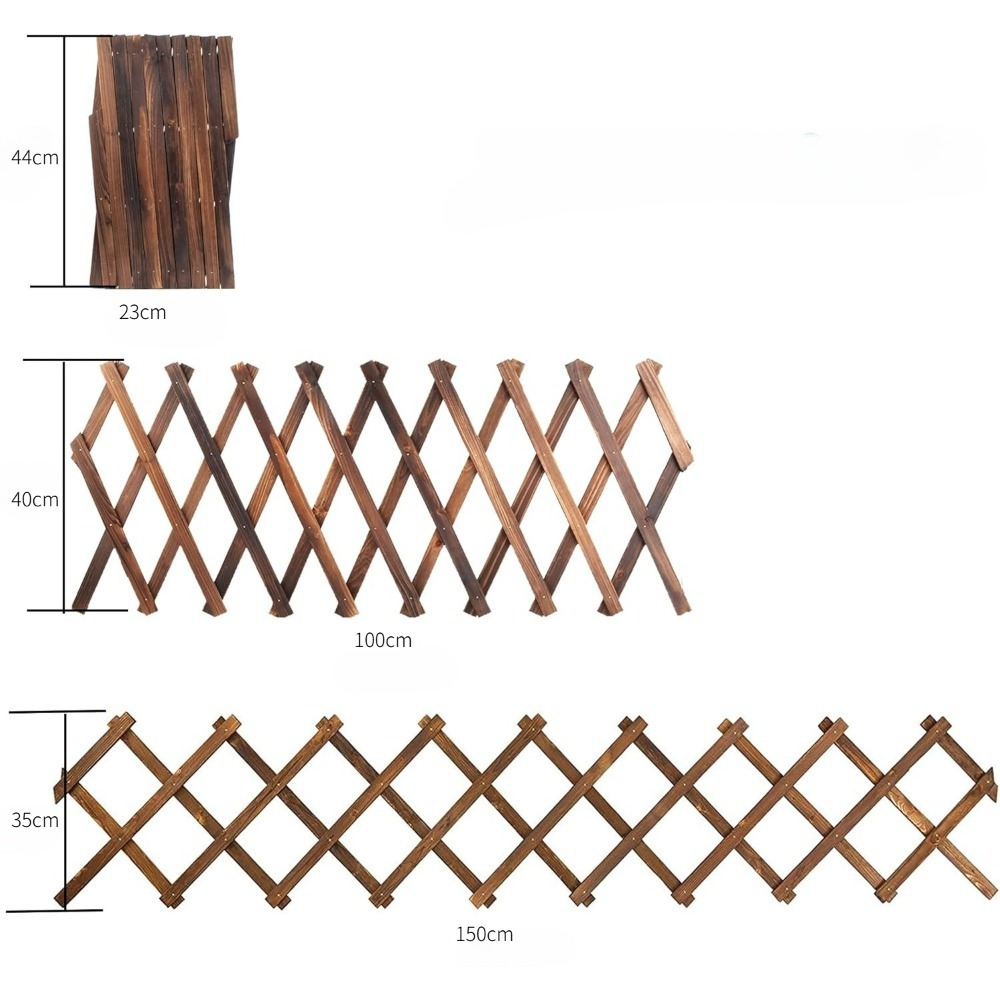 2-Piece Telescopic Wooden Fence, Adjustable Privacy Screen For Flower Beds, Patios, And Gardens—Party Accessory Set 2