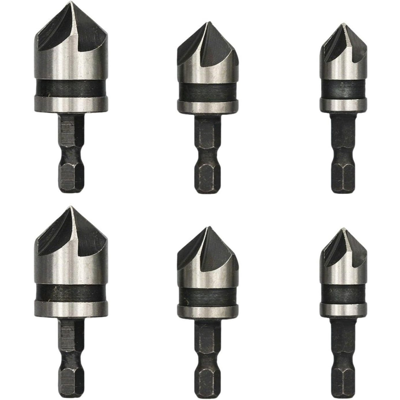Countersink Bit Set For Metal, 2 X 3-piece Hex-shank Countersink And Deburrer Set, Precision Tool Accessories For Clean Countersinks When Drilling Holes In Metal – Industrial Hardware