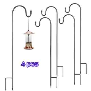 Metal Garden Hooks (4 Pieces), For Hanging Flower Baskets And Decorations, Height-adjustable, Mounts For Outdoor Decoration,