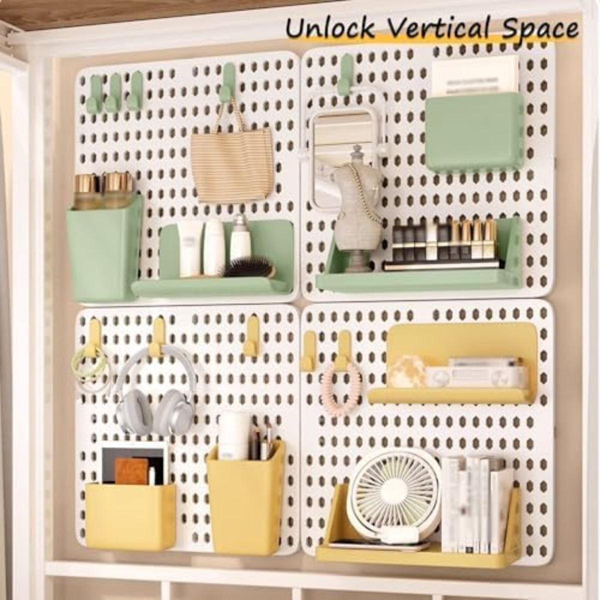Wall Mount For Perforated Panels Without Drilling – Sturdy Plastic Storage Panel With Accessories, Residue-Free Adhesive Installation, Organization For Home Office And Kitchen 4