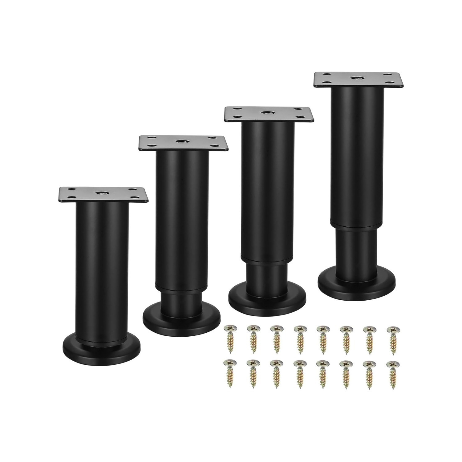 4 X Height-Adjustable Furniture Feet, Black, 12–18 Cm Furniture Legs, Cabinet Feet For Cabinets, Dressers, Sofas, Tables, And Beds—Cabinet Feet For Sofa Feet, Bed Feet, And Sofa Feet 3