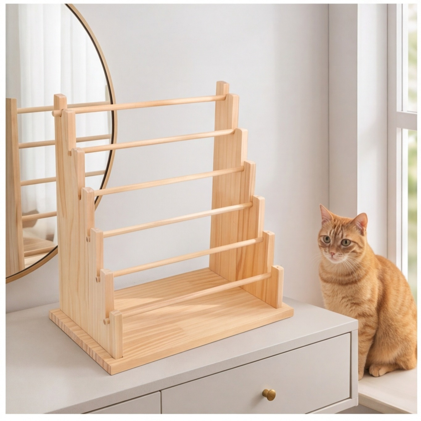 Solid Wood Jewelry Shelf (6 Levels) – Practical Storage For Necklaces, Bracelets, And Rings – Accessories For Hand Tools