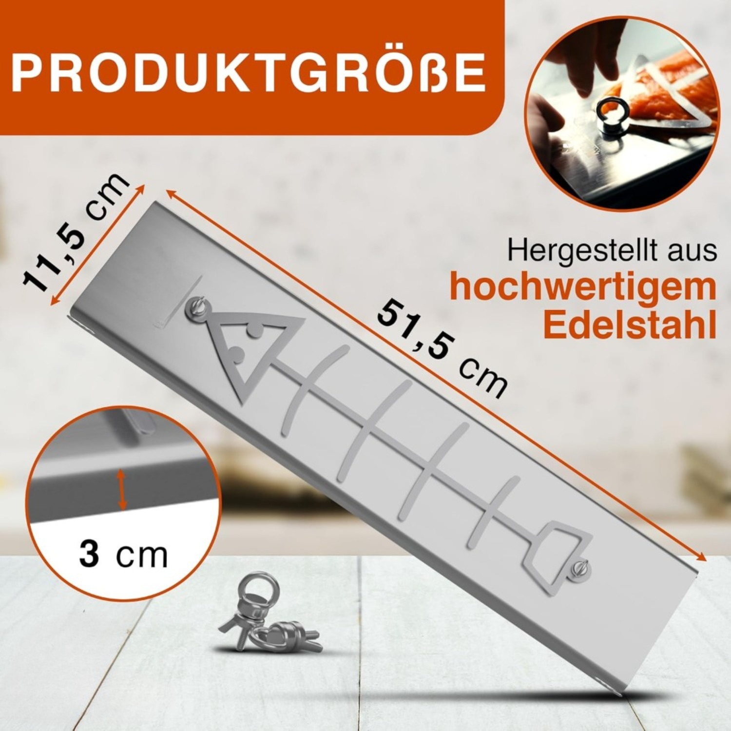Edelstahl Grillrost für Lachs – Ideal zum Grillen von Fisch und Fleisch - Thumbnail 5