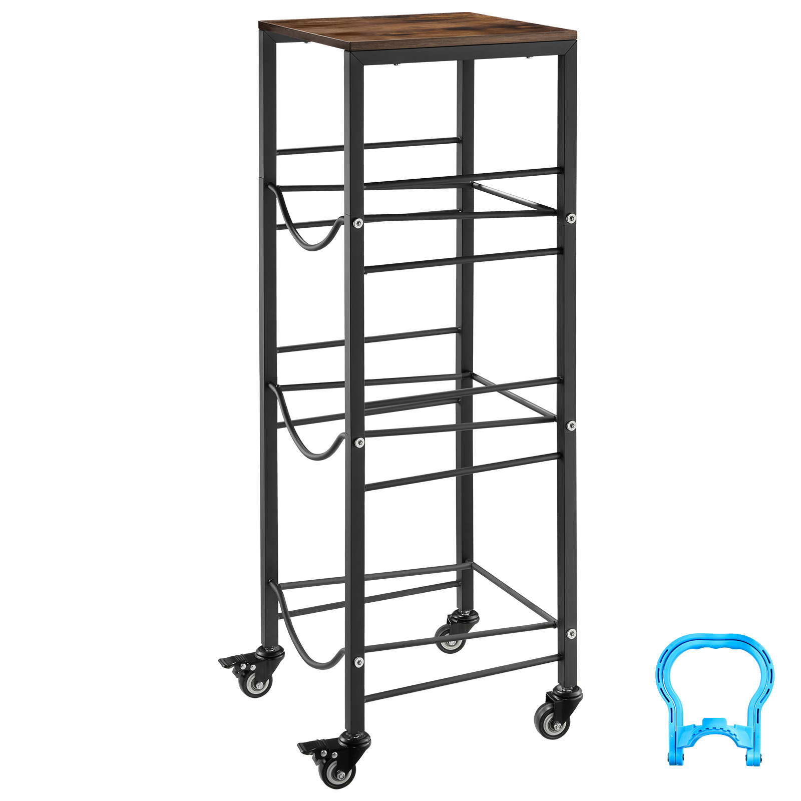 Water Jug Holder, 4 Tiers 3 And 5 Gallon Water Bottle Holder For 3 Bottles, Heavy Duty Jug Rack Organizer With Storage Shelf And Casters, For Kitchen, Office, Living Room, Black An