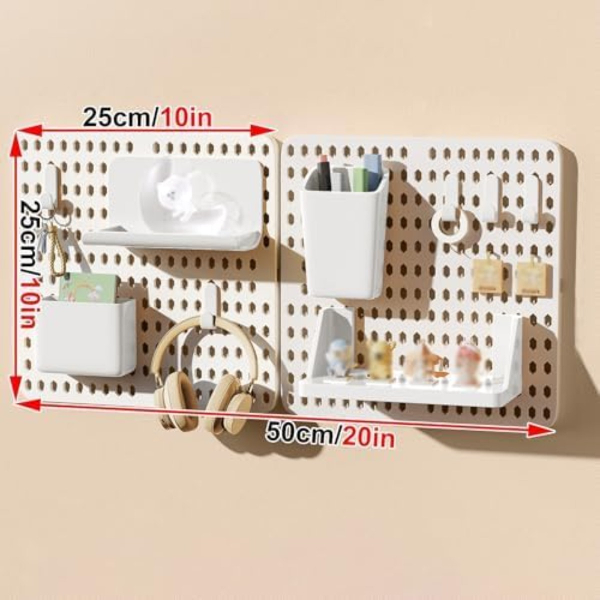 Wall Mount For Perforated Panels Without Drilling – Sturdy Plastic Storage Panel With Accessories, Residue-Free Adhesive Installation, Organization For Home Office And Kitchen 2