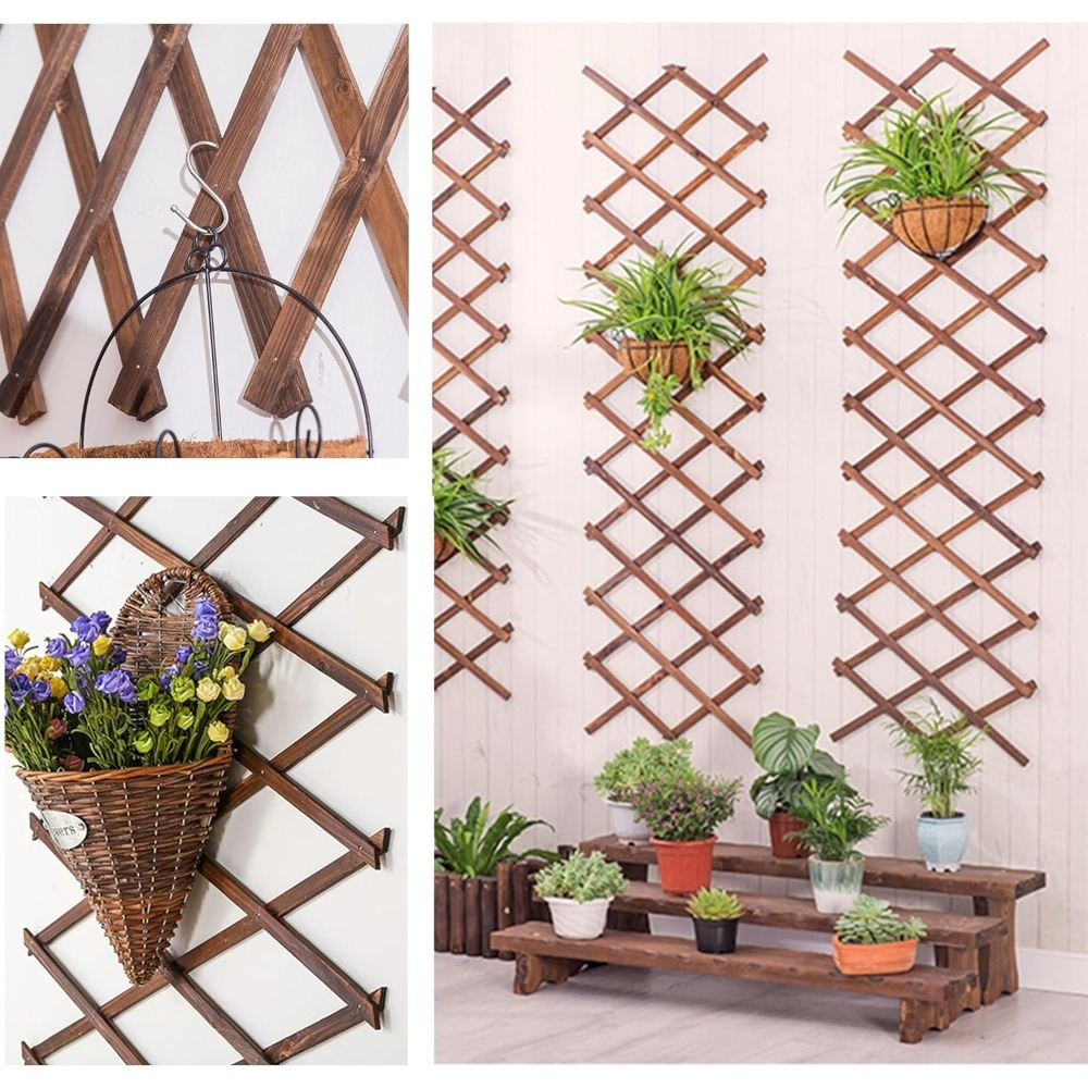 2-teiliger Teleskop-Holzzaun, verstellbarer Sichtschutz für Blumenbeete, Terrassen und Gärten - Thumbnail 5