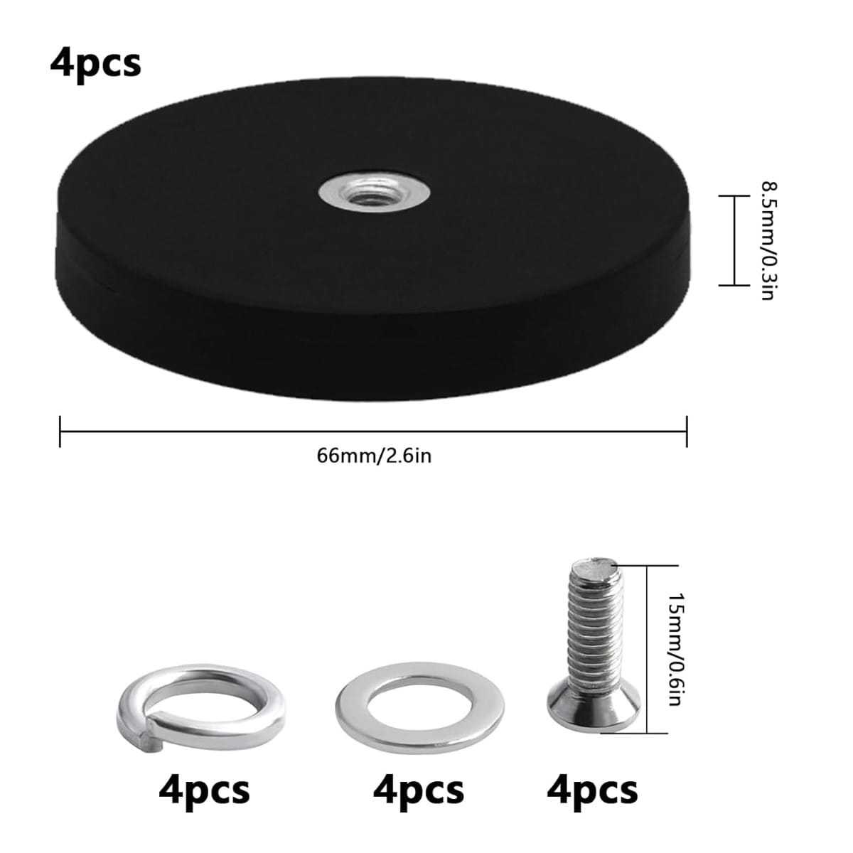 4-teiliges Set gummibeschichtete Magnete - D66 M6 zum sicheren Befestigen von Postern und Notizen - Thumbnail 3