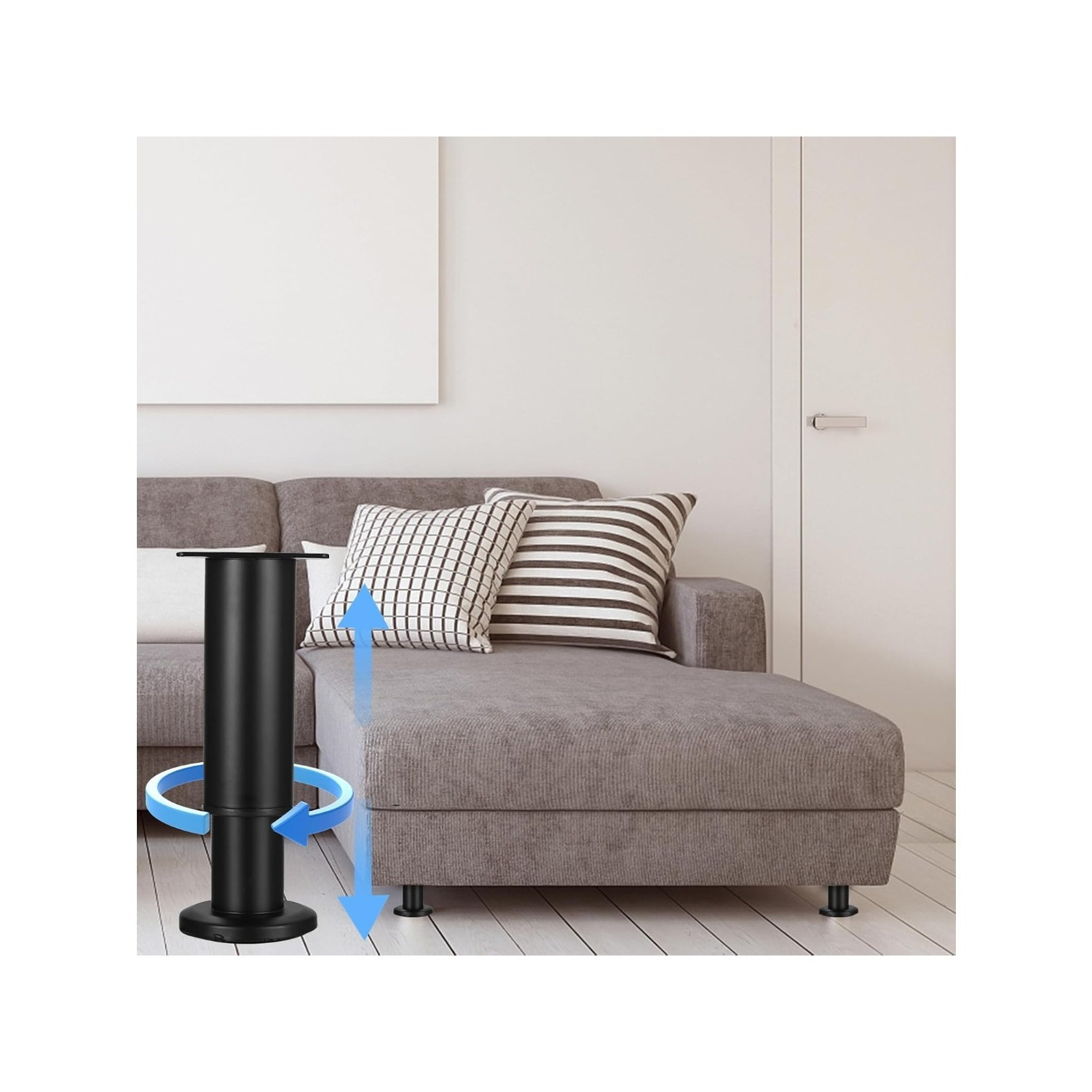 4 x höhenverstellbare Möbelfüße, schwarz, 12–18 cm, für Schränke, Kommoden, Sofas, Tische und Betten - Thumbnail 5