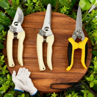 3-Piece Pruning Shears Set In Yellow—High-Quality Pruning Shears With Non-Stick Coating—Plant Shears For Fruit, Vegetables, And Flower Pruning