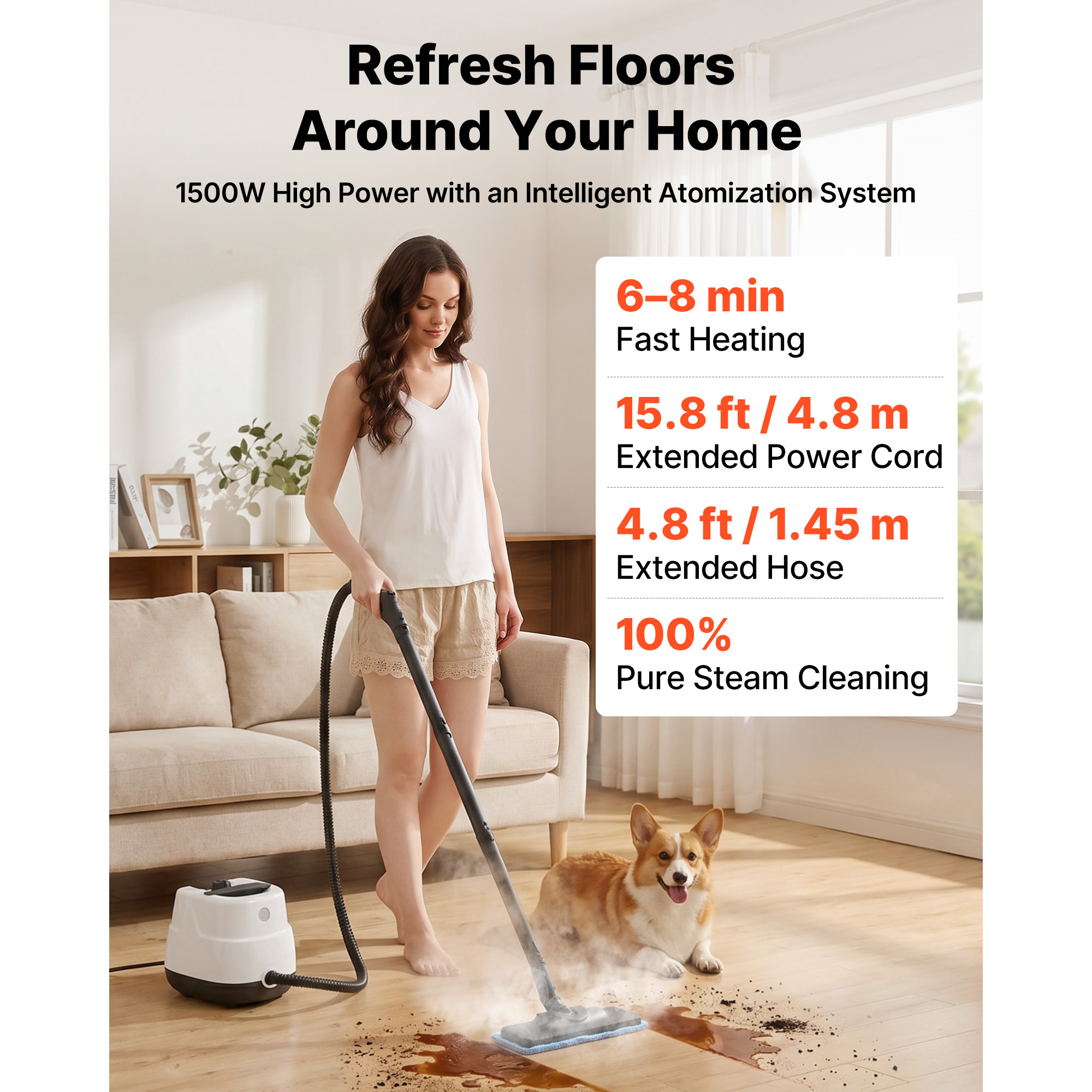 steam cleaner 34 oz tank steamer for cleaning with 20 accessories extend 3