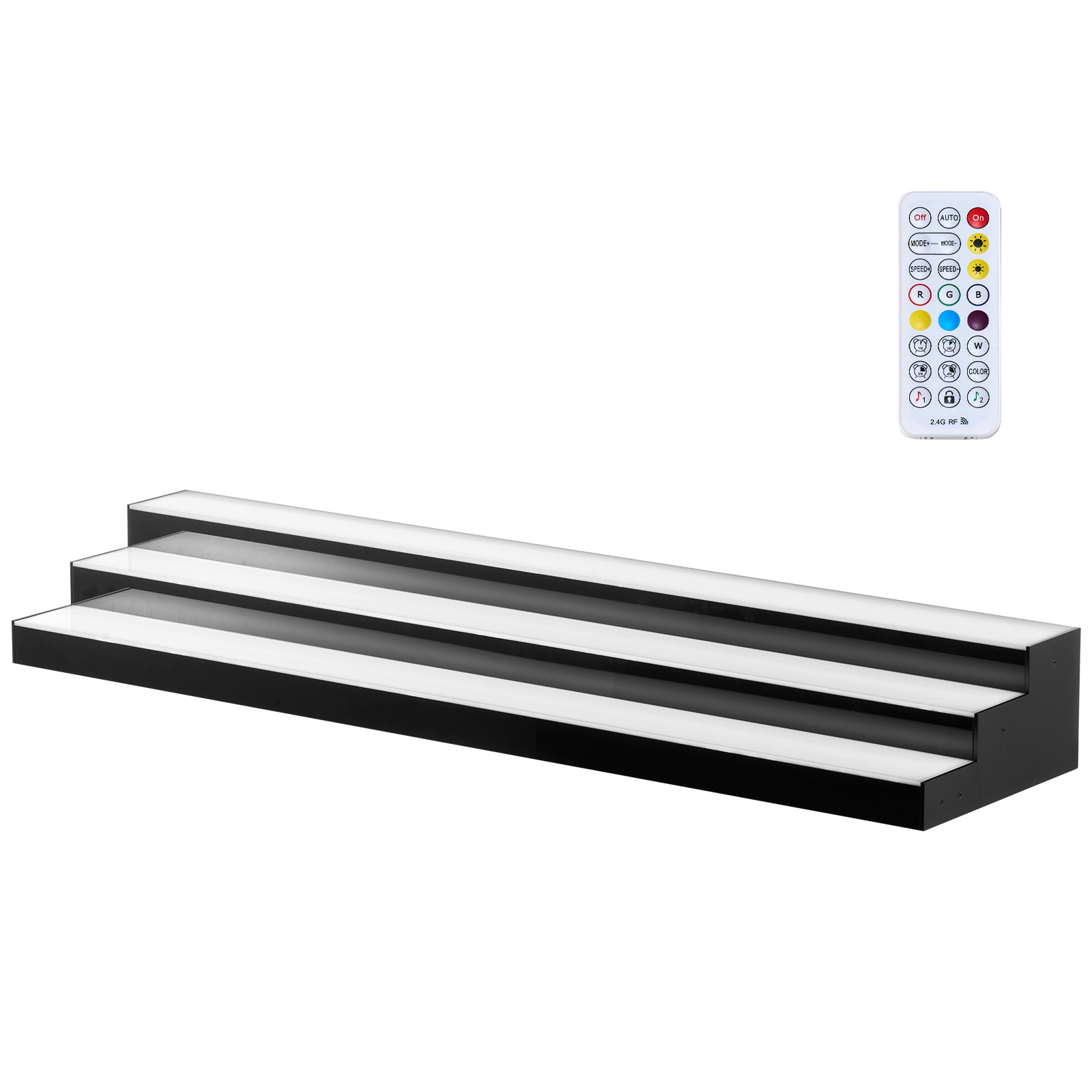 LED Lighted Liquor Bottle Display, 3 Tiers 48 Inches, Acrylic Illuminated Home Bar Shelf Display With RF Remote & App Control, DIY Setup With Type-C Cables, 9 Static Colors, For 36