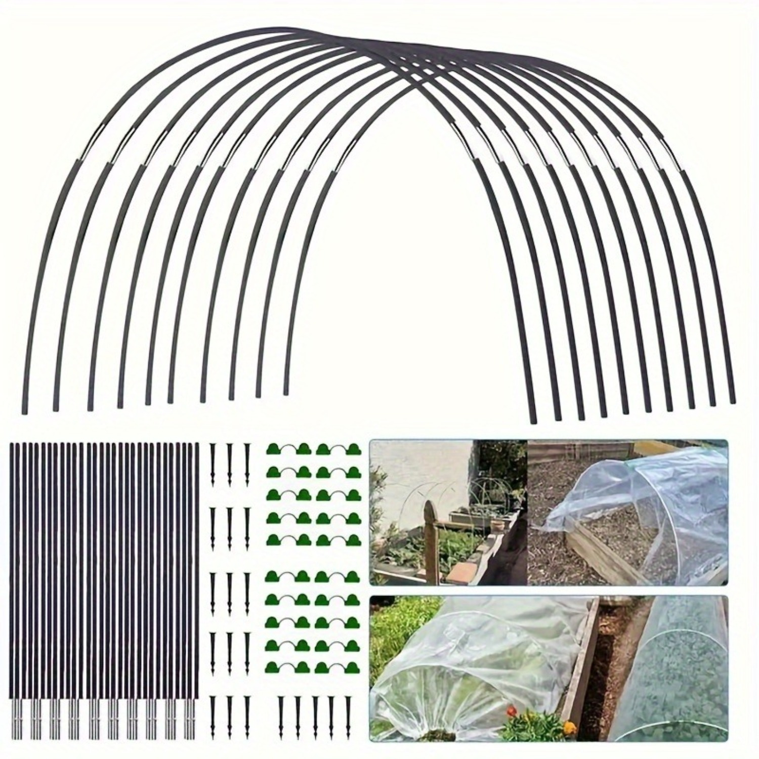 54-Piece Set Of Adjustable Fiberglass Garden Arches, 60–90 Cm – Removable Plant Supports & Seedling Protection | Insect And Plant Protection | Greenhouse & Outdoor