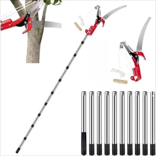Telescoping Pruning Saws And Loppers With Long Handles And Adjustable Length, Equipped With A High-reach Pruner With Two Wheels, Suitable For Fruit Tree Maintenance And Gardening