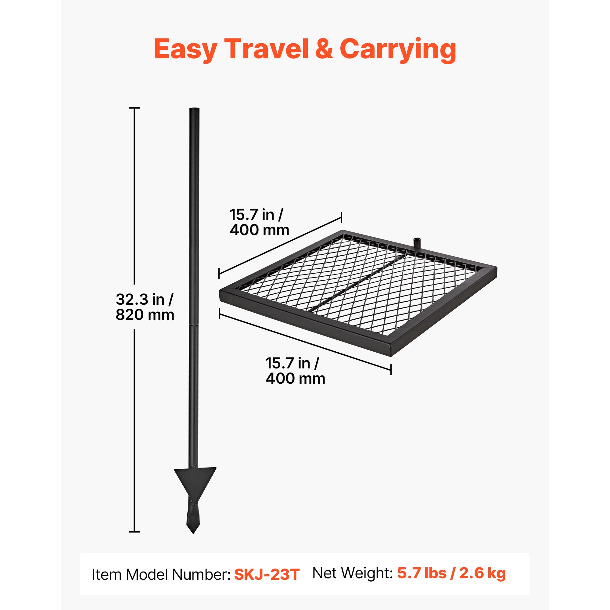 Heavy Duty Swivel Campfire Grill, 16" Portable Camping Grill Grate, Sturdy Steel BBQ Mesh, 360� Height Adjustable… - 4
