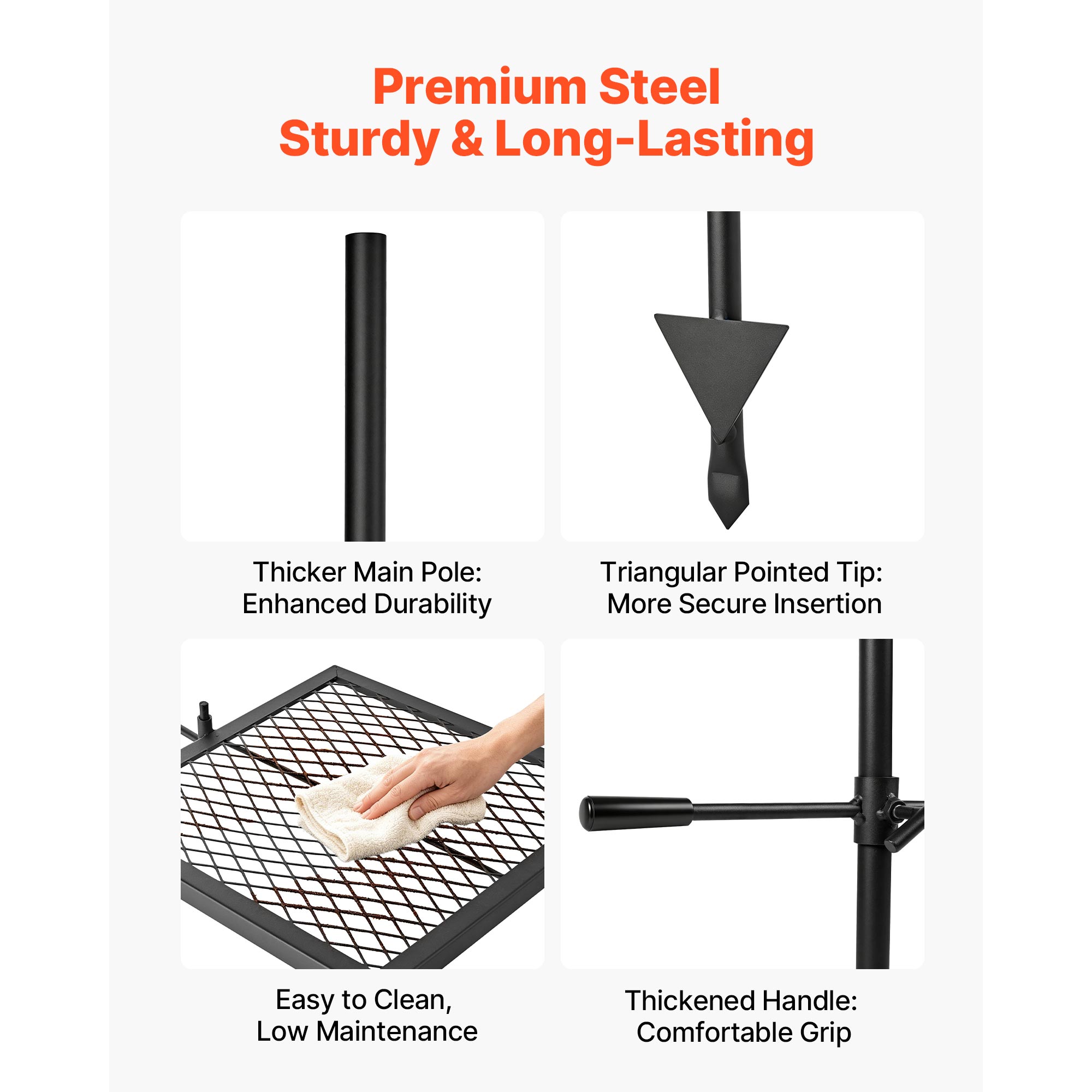 Heavy Duty Swivel Campfire Grill, 16" Portable Camping Grill Grate, Sturdy Steel BBQ Mesh, 360� Height Adjustable… - 5
