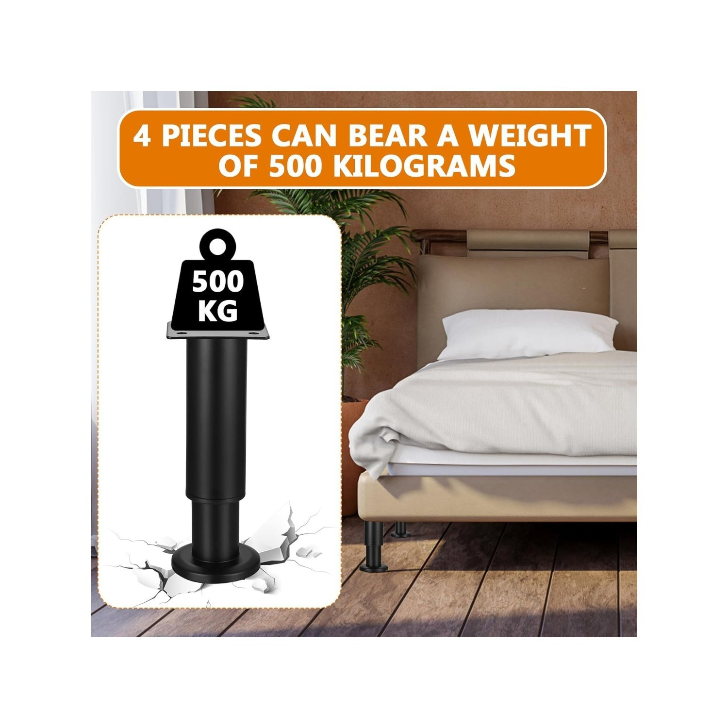 4 X Height-Adjustable Furniture Feet, Black, 12–18 Cm Furniture Legs, Cabinet Feet For Cabinets, Dressers, Sofas, Tables, And Beds—Cabinet Feet For Sofa Feet, Bed Feet, And Sofa Feet 4