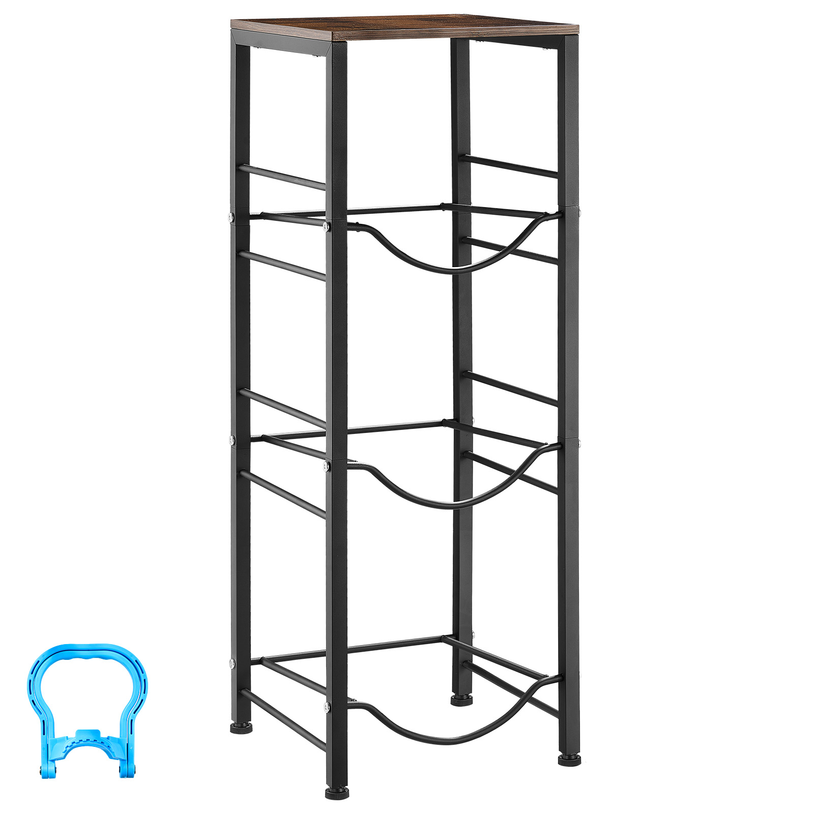 Water Jug Holder, 4 Tiers 3 And 5 Gallon Water Bottle Holder For 3 Bottles, Heavy Duty Jug Rack Organizer With Storage Shelf, Detachable For Kitchen, Office, Living Room, Black And